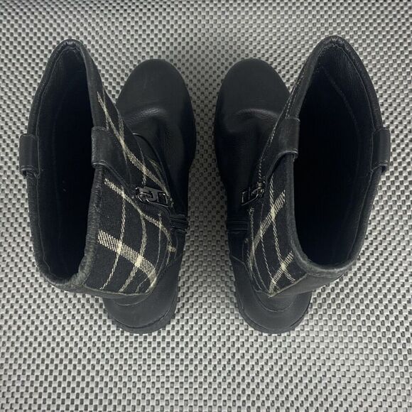Coach Mackie Boots Womens 5 B Black Leather Wool Neoprene Plaid Mid Calf Casual - Picture 8 of 13